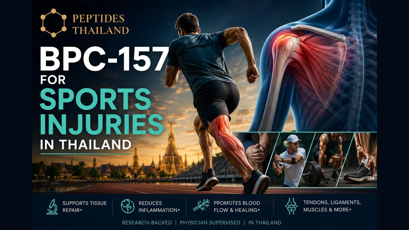 BPC-157 for sports injuries in Thailand, peptide support for tissue repair, inflammation, blood flow and healing in tendons, ligaments and muscles